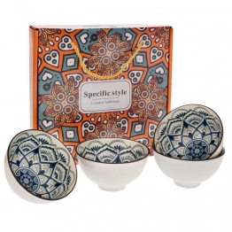 Μπωλ Κεραμικό Σετ 4τμχ Μπλε 11x6εκ. iliadis 91908