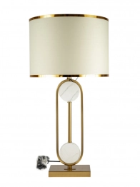 Φωτιστικό Επιτραπέζιο Λευκό-Χρυσό Με Ρίγες & Γυάλινες Μπάλες 35x69εκ. Zen Collection 24.35.51143