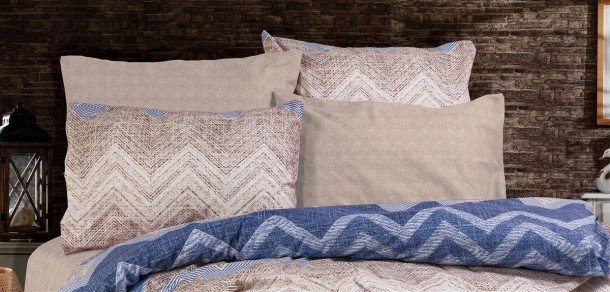 Μαξιλαροθήκη Φάκελος Polycotton 50x70εκ. Αθηνά 407 Beige-Blue DimCol