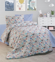 Σετ Σεντόνια 3τμχ Παιδικά Polycotton Μονά 160x240εκ. Dino 309 White-Blue DimCol