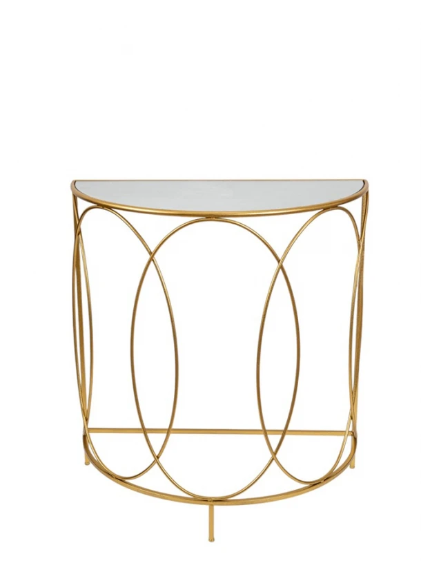 Κονσόλα Οβάλ Μεταλλική Με Καθρέπτη Χρυσή 75x37,5x81εκ. Zen Collection 25.54.52039