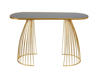 Κονσόλα Μεταλλική Με Τζάμι Χρυσή-Μαύρη 120x40x80εκ. Zen Collection 25.54.52043