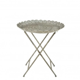 Τραπέζι-Δίσκος Μεταλλικός Λευκός-Ασημί Art Et Lumiere 57,5x66εκ. 00772