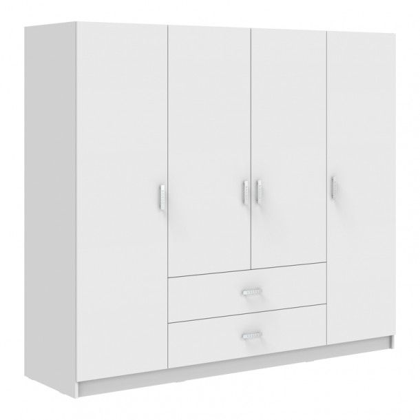 Ντουλάπα τετράφυλλη Royal pakoworld με συρτάρια λευκό 200x58x177εκ