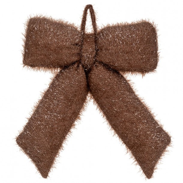 Χριστουγεννιάτικος Διακοσμητικός Φιόγκος Κρεμαστός Χνουδωτός Καφέ 33x40εκ. iliadis 91718