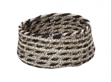 Ψωμιέρα Ψάθινη Μπεζ-Μαύρη ESPIEL 18x18x8εκ. GAS103