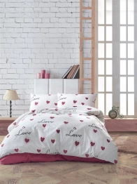 Σετ Σεντόνια 3τμχ Polycotton Μονά 160x240εκ. Έρως 301 White-Red DimCol
