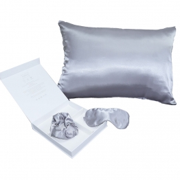 Σετ Ύπνου 3τμχ Pure Silk Μαξιλαροθήκη-Μάσκα Ύπνου-Λαστιχάκι Μαλλιών Dark Grey Melinen 20004963