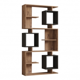 Βιβλιοθήκη Cubix pakoworld σε sonoma-ανθρακί απόχρωση 90x24,6x171,90εκ