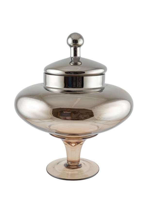 Φοντανιέρα Χειροποίητη Φυσητό Γυαλί Ασημί-Καφέ 28x32εκ. Zen Collection 25.43.52159