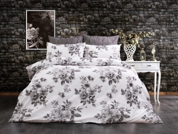 Σετ Σεντόνια 4τμχ Polycotton Υπέρδιπλα 220x240εκ. Βερονίκη 487 White-Grey DimCol