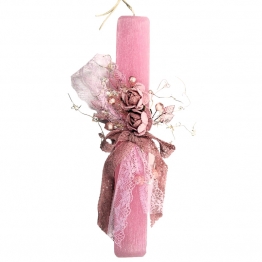 Λαμπάδα Ροζ Με Λουλούδια Royal Art 21εκ. SYN21/153P