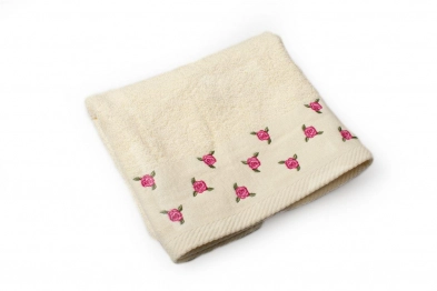 Πετσέτα Βαμβακερή Μεμονωμένη Προσώπου 50x90εκ. Εκρού Με Κέντημα Ανθάκι DimCol