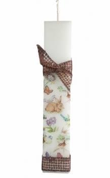 Λαμπάδα Χειροποίητη Πλακέ Λευκή Με Decoupage Πάσχα 2,7x1,2x25εκ. 24-764