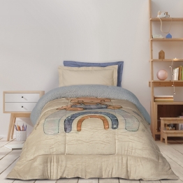 Κουβερτοπάπλωμα Fleece-Sherpa Μονό 160x220εκ. Kid 4925 Γκρι-Μπεζ Das Kids