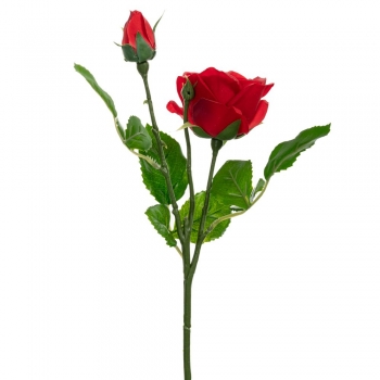 Κλαδί Διπλό Τριαντάφυλλο Κόκκινο Real Touch 46εκ. iliadis 89826