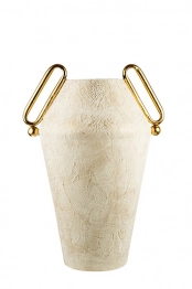 Βάζο Μεταλλικό Χρυσό-Λευκό Με Χερούλια 33x26x46εκ. Zen Collection 26.1.52222