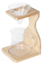 Κανάτα Γαλλικού Με Χωνί Σε Ξύλινη Βάση 600ml-16x14,5x26εκ. ESPIEL LOR414