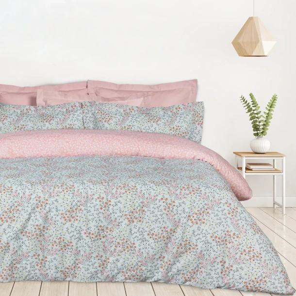 Σετ Σεντόνια Polycotton Υπέρδιπλα Με Λάστιχο 170x200+35εκ. Casual 5428 Μέντα-Ροζ Das Home