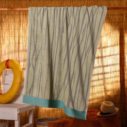Πετσέτα Θαλάσσης Βαμβακερή Ζακάρ Velour 86x160εκ. Minimal Stripes Aqua Melinen 20002234