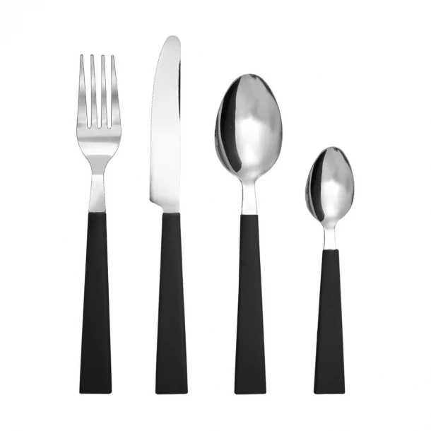 Μαχαιροπήρουνα Σετ 16τμχ Ανοξείδωτα 18/0 Με Μαύρη Λαβή Estia 01-36591