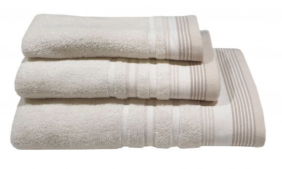 Πετσέτα Βαμβακερή Χεριών 30x50εκ. Satin Stripe Sand Komvos 7005905-7