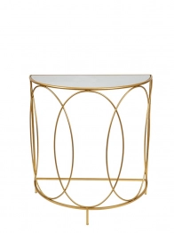 Κονσόλα Οβάλ Μεταλλική Με Καθρέπτη Χρυσή 75x37,5x81εκ. Zen Collection 25.54.52039