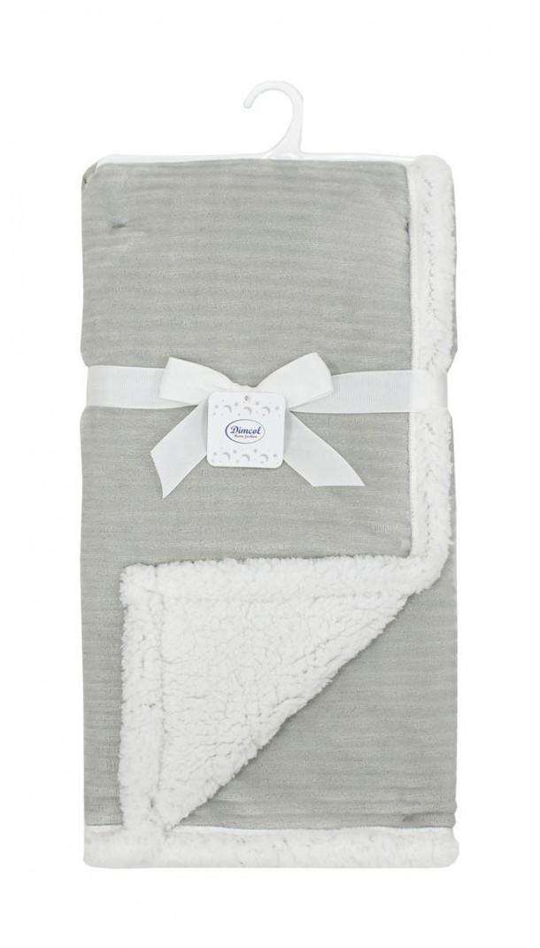Κουβέρτα Flannel-Sherpa Αγκαλιάς-Λίκνου 75x100εκ. Ριγέ 10 Grey Dimcol