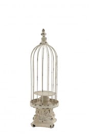 Κηροπήγιο Κλουβί Μεταλλικό Μπεζ Αντικέ 16x50εκ. Zen Collection 24.18.50044