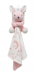 Πανάκι Παρηγορίας Fleece 30x30εκ. Με Λούτρινο Ζωάκι 20 εκ. Bunny 14 Pink Dimcol