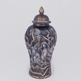 Βάζο Με Καπάκι Κεραμικό Γκρι-Χρυσό 17,5x17,5x38,5εκ. ESTHETI 752-20029