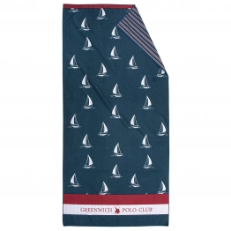Πετσέτα Θαλάσσης Microfiber 80x170εκ. Essential 4026 Μπλε-Κόκκινη Greenwich Polo Club