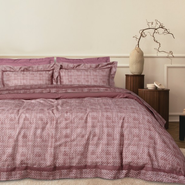Σετ Σεντόνια Tencel-Βαμβακερά Υπέρδιπλα 240x270εκ. Executive 1687 Κρεμ-Ροζ Das Home