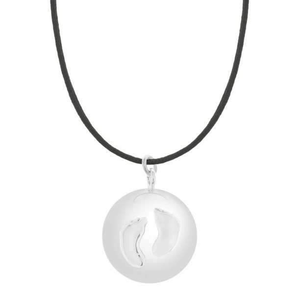 Μενταγιό Εγκυμοσύνης Επάργυρο-Βαμβακερό Bola Sofie Silver Πατουσάκια Proud Mama PM-665