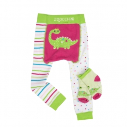 Σετ Παντελόνι & Κάλτσες Grip Easy Crawler Dinosaur 6-12 Μηνών Zoocchini ZOO12514-6m-12m