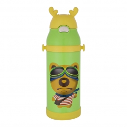 Θερμός Ανοξείδωτος Με Καλαμάκι Bear Green Animals Estia 350ml 01-10973