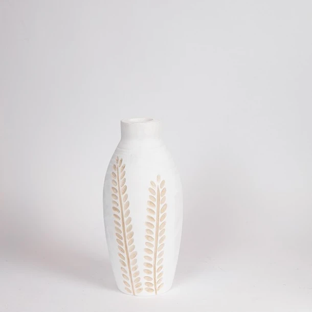 Βάζο Ξύλινο Λευκό-Natural 13x13x30εκ. ESTHETI 819-00682