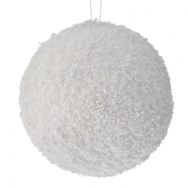 Χριστουγεννιάτικη Μπάλα Polyfoam Λευκή Glitter 12εκ. iliadis 83519