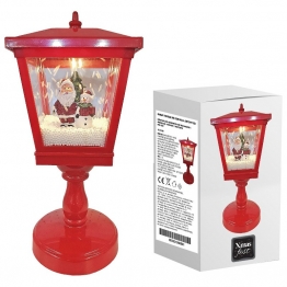 Χριστουγεννιάτικο Φανάρι Vintage Led Άγιος Βασίλης-Χιόνι 13x13x32εκ. Xmas fest 93-3310