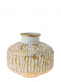 Βάζο Μεταλλικό Χρυσό-Λευκό 28x24,5εκ. Zen Collection 24.27.49925
