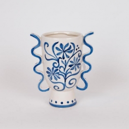 Βάζο Κεραμικό Λευκό-Μπλε 20,8x13x23,8εκ. ESTHETI 819-00370