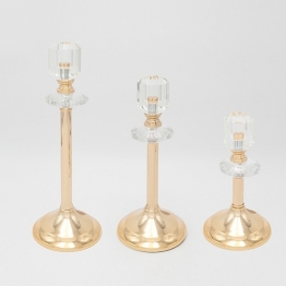 Κηροπήγιο Σετ 3τμχ Μεταλλικό-Γυάλινο Χρυσό 10x19εκ.-10x24εκ.-10x29εκ. ESTHETI 819-00233