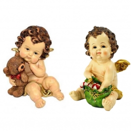 Διακοσμητικά Αγγελάκια Μωρά Σετ 2τμχ Polyresin Μπεζ Royal Art 15εκ. DUE3304