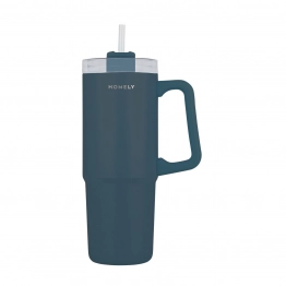 Θερμός Ανοξείδωτος Straw Tumbler 14x8,8x22,5εκ.-900ml Homely Indigo Blue Estia 01-34511