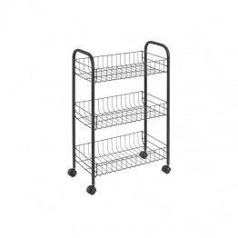 Τρόλει 3 Θέσεων Μαύρο Lugano Lava Touch 41x26x64εκ. Metaltex 16-344503