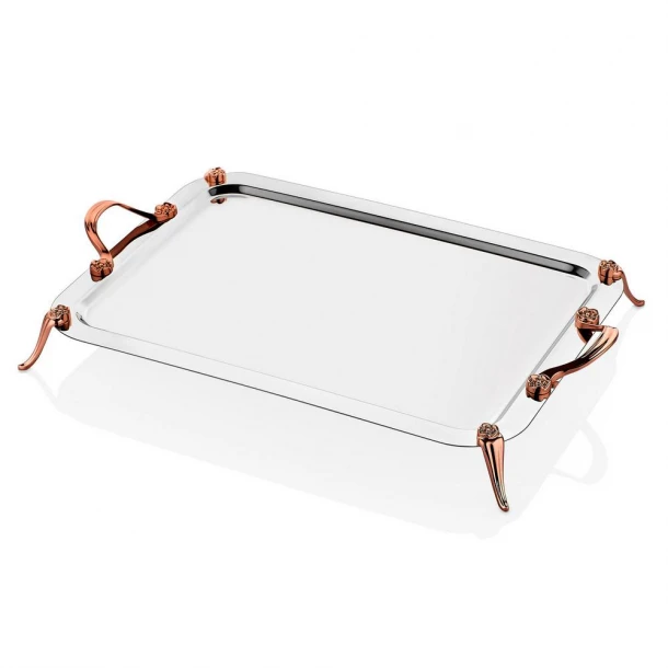 Δίσκος Σερβιρίσματος Ανοξείδωτος 18/10 Ασημί-Ροζ Χρυσό 48x28εκ. Oriana Ferelli SEDGUL148