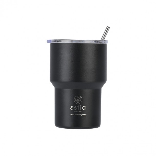 Θερμός-Ποτήρι Ανοξείδωτο Mug Lite Save The Aegean Midnight Black Estia 400ml-9,2x6,5x13,3εκ. 01-18443