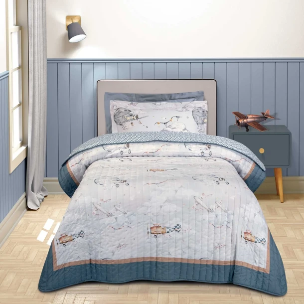 Κουβερλί 2 Όψεων Microfiber Μονό 160x220εκ. Essential 8852 Γκρι Greenwich Polo Club