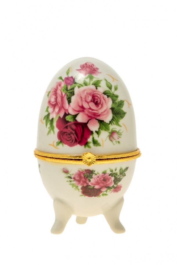 Διακοσμητικό Επιτραπέζιο Αυγό Πορσελάνης Λευκό-Ροζ-Χρυσό 6x10εκ. Zen Collection 22.46.48073