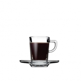Φλυτζάνι Με Πιατάκι Espresso Γυάλινο-Διάφανο Carre ESPIEL 75ml-10x7εκ. SP95754K6